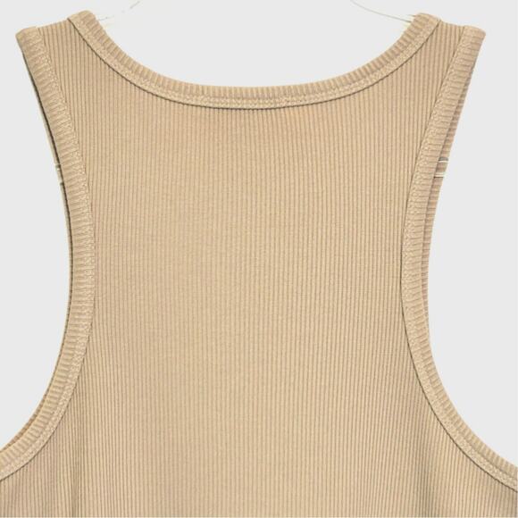 AGOLDE Ribbed Tank Top in Latte Racerback Organic Cotton Casual Summer Beige L - Picture 6 of 9